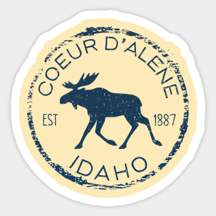 Coeur d'Alene Idaho Weathered Moose Design Souvenir Sticker